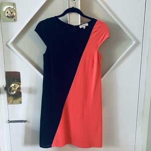 Monteau Dress Asymmetrical Design Coral & Black